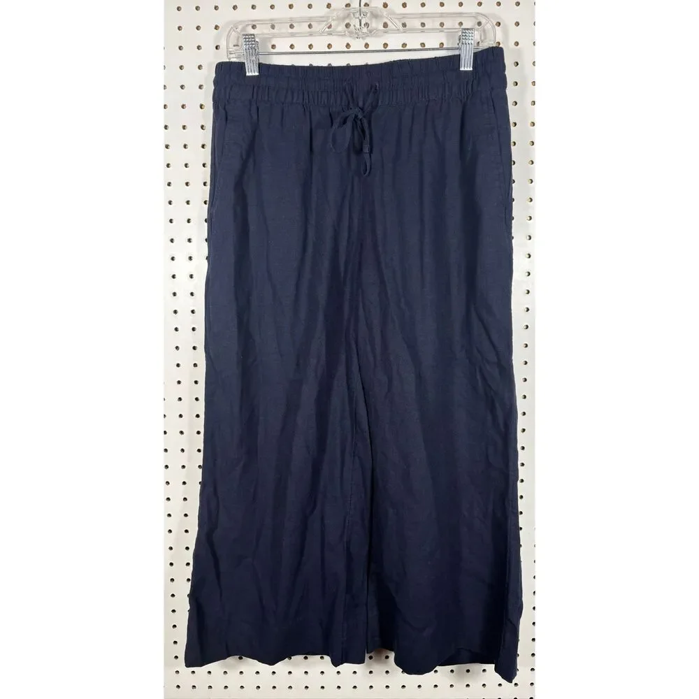 Banana Republic wide leg crop linen blend pants size M - Picture 1 of 9